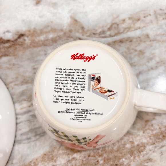 2013 Kellogg's Corn Flakes 5" Cereal Mug Bowl, 7¾" Plate w/Norman Rockwell Art - Picture 10 of 10